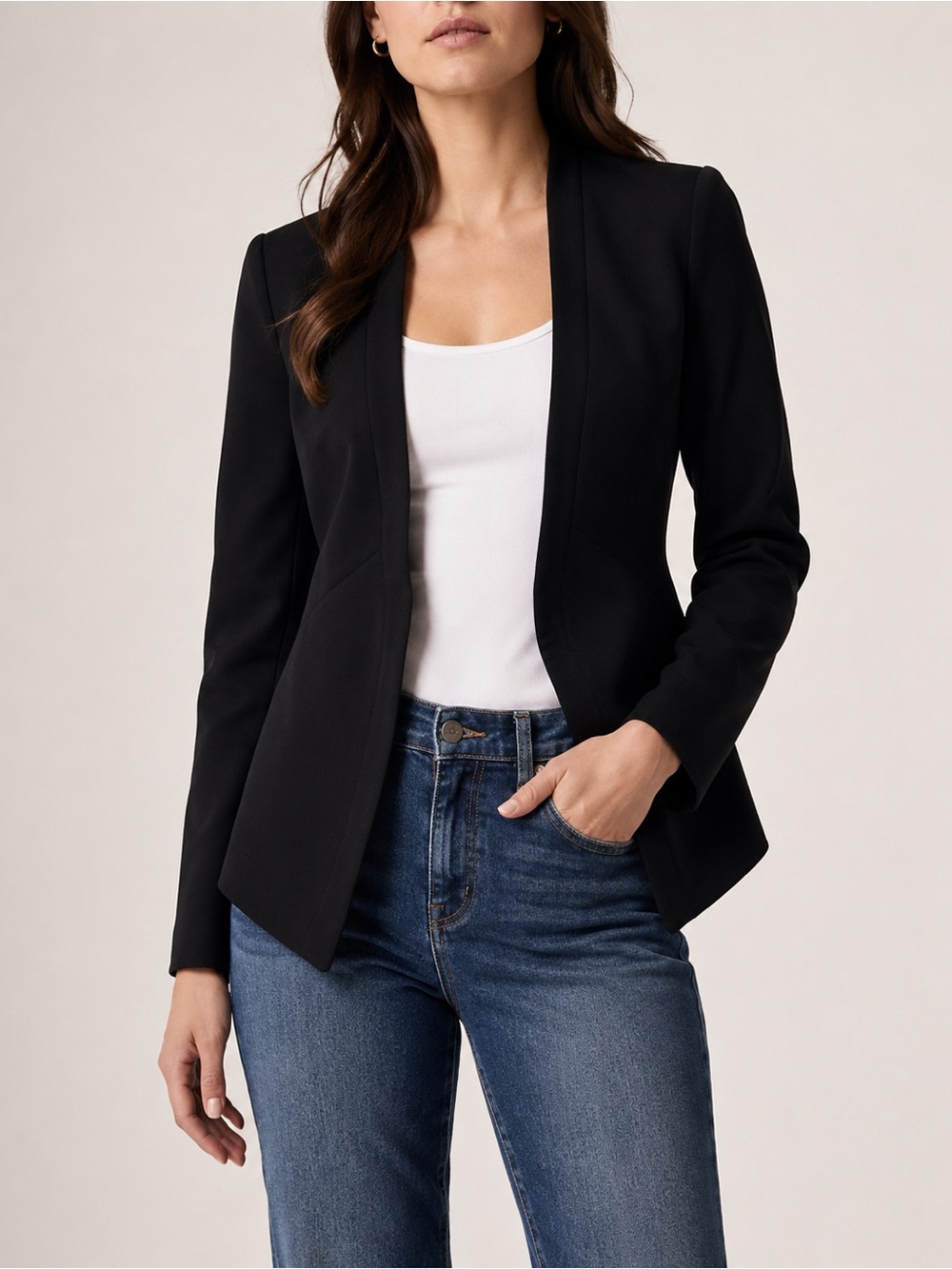 Banana Republic Fitted Black Blazer Size: 6